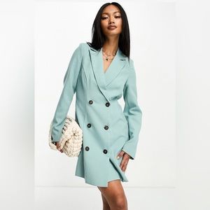 In The Style tailored double breasted blazer dress in turquoise Size 10